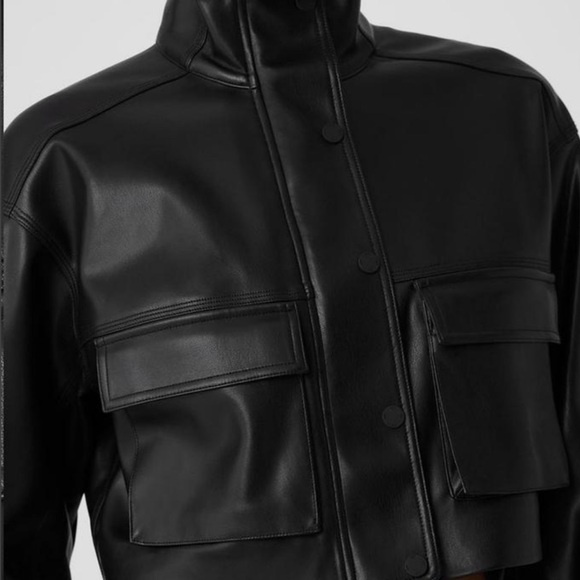 ALO Yoga Black Leather Jacket - Picture 2 of 11